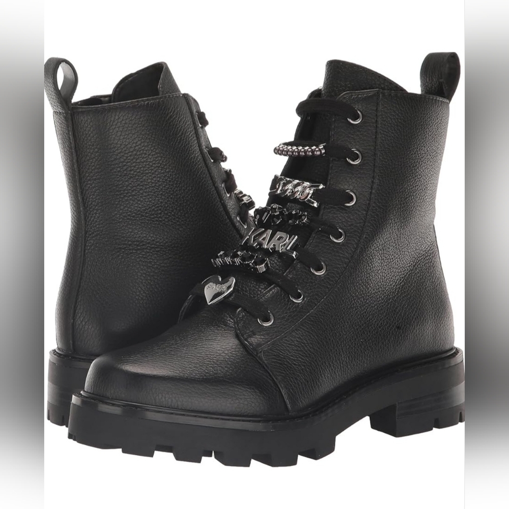 New Karl Lagerfeld Paris womens Mapple Combat Boot Size 7